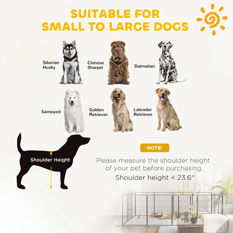 PawHut Dog Playpen for Indoor Outdoor, 24 Panels 39" H Puppy Playpen with Lockable Door, DIY Shape Pet Exercise Fence, Gray