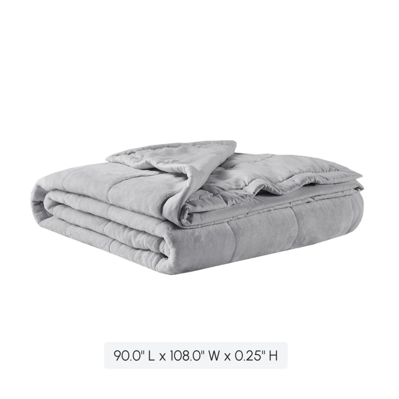 Reversible Down Alternative Blanket with Smart Temperature Control, Machine Washable, Perfect for All Seasons, 90" L x 90" W x 0.25" H, Gray
