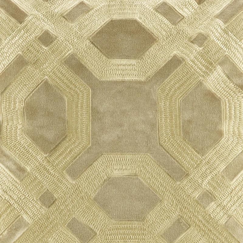 Decorative Square Pillow with Removable Goose Feather Insert, Polyester Velvet Embroidery, YKK Metal Zipper, 18" L x 18" W x 5" H, Gold