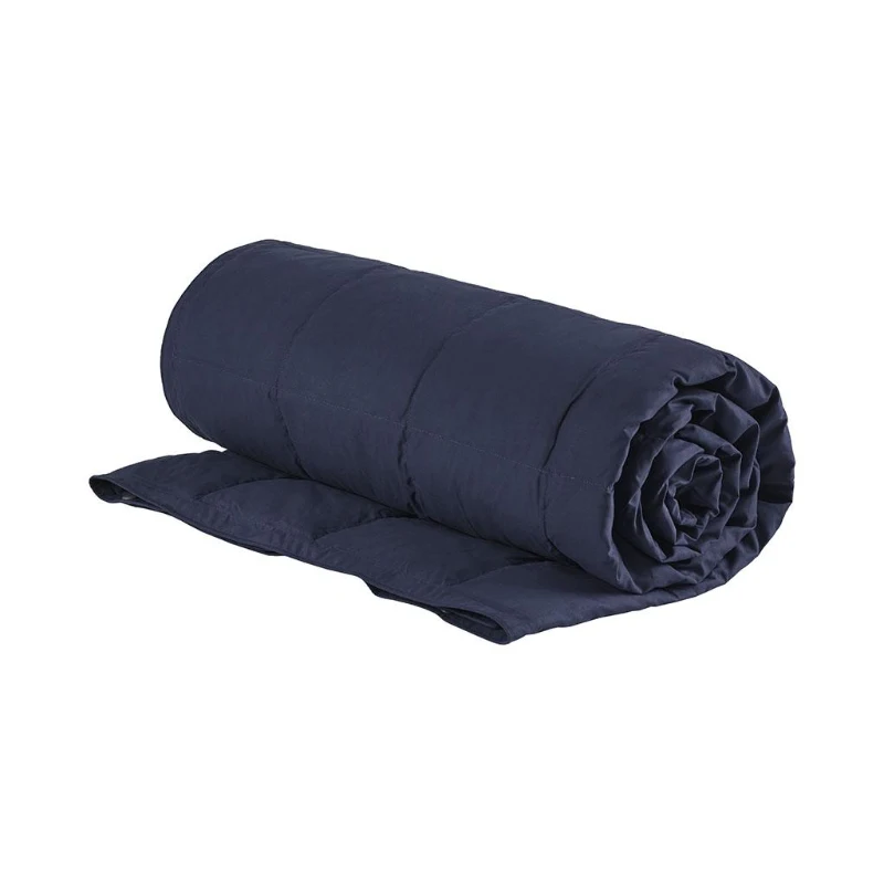 Machine Washable Wearable Multipurpose Throw with Goose Feather, Down Filling, Water-Repellent Microfiber, 68" L x 62" W x 0.25" H, Indigo