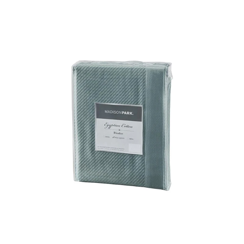 Machine Washable Egyptian Cotton Blanket with Breathable Weave, OEKO-TEX Certified, Perfect for Any Room, 90" L x 66" W x 0.25" H, Teal