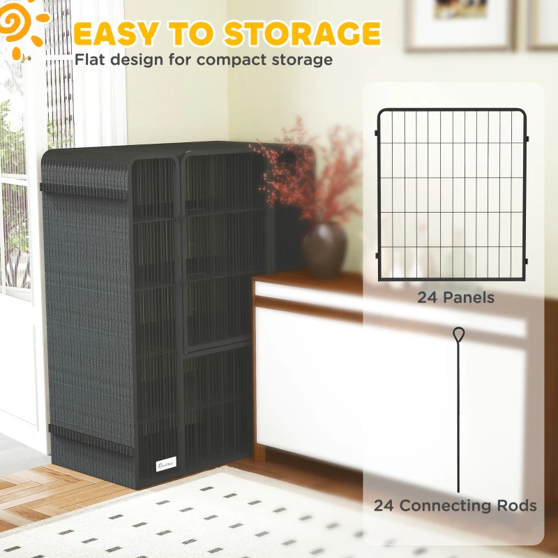 PawHut Dog Playpen for Indoor Outdoor, 24 Panels 39" H Puppy Playpen with Lockable Door, DIY Shape Pet Exercise Fence, Gray