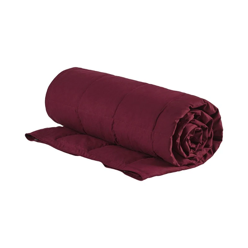 Wearable Multipurpose Throw with Goose Feather, Down Filling, Water-Repellent Microfiber, Machine Washable, 68" L x 62" W x 0.25" H, Red