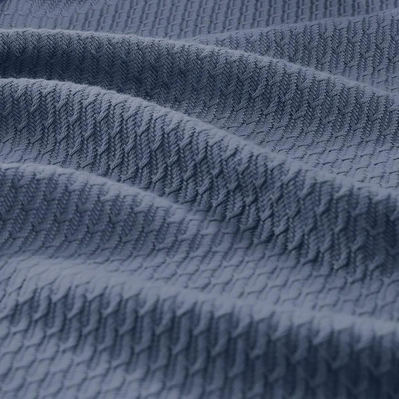 King Size Egyptian Cotton Bedding Blanket with Breathable Weave, OEKO-TEX Certified, Machine Washable Coverlet, 108" L x 90" W x 0.25" H, Blue