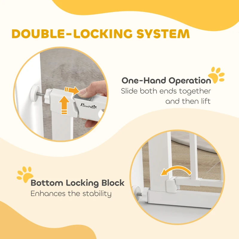 PawHut 30"-52" Extra Wide Pet Gate Barrier with Small Door, 35"H Dog Gate with Safety Gate Barrier, Stair Pressure Fit, Black