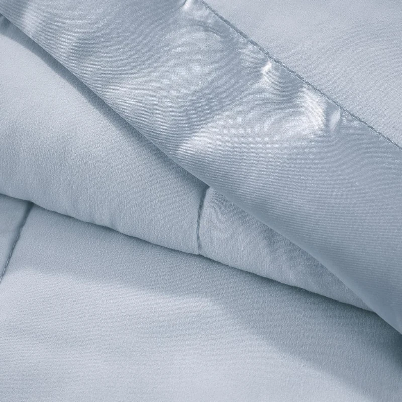 King Size Lightweight Down Alternative Blanket with Satin Trim, Hypoallergenic Polyester, Machine Washable, 108" L x 90" W x 0.25" H, Blue