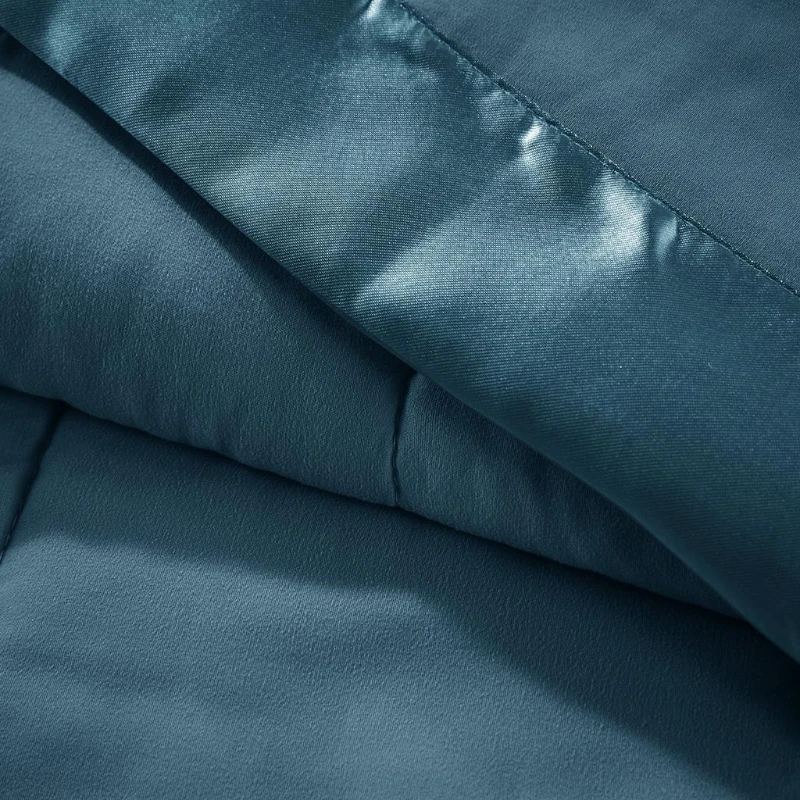 King Size Lightweight Down Alternative Blanket with Satin Trim, 3M Scotchgard Treatment, Machine Washable, 108" L x 90" W x 0.25" H, Teal
