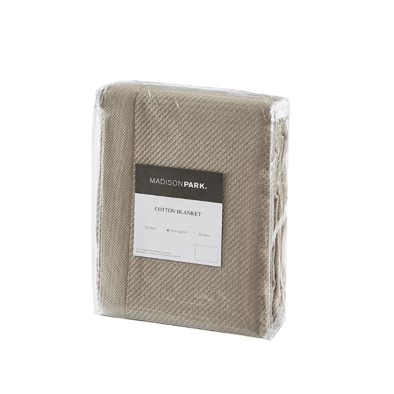King Size Egyptian Cotton Bedding Blanket with OEKO-TEX Certified, Ideal for Any Bedroom or Living Room Setting, 108" L x 90" W x 0.25" H, Khaki