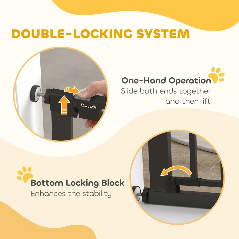 PawHut 30"-52" Extra Wide Pet Gate Barrier with Small Door, 35"H Dog Gate with Safety Gate Barrier, Stair Pressure Fit, Black