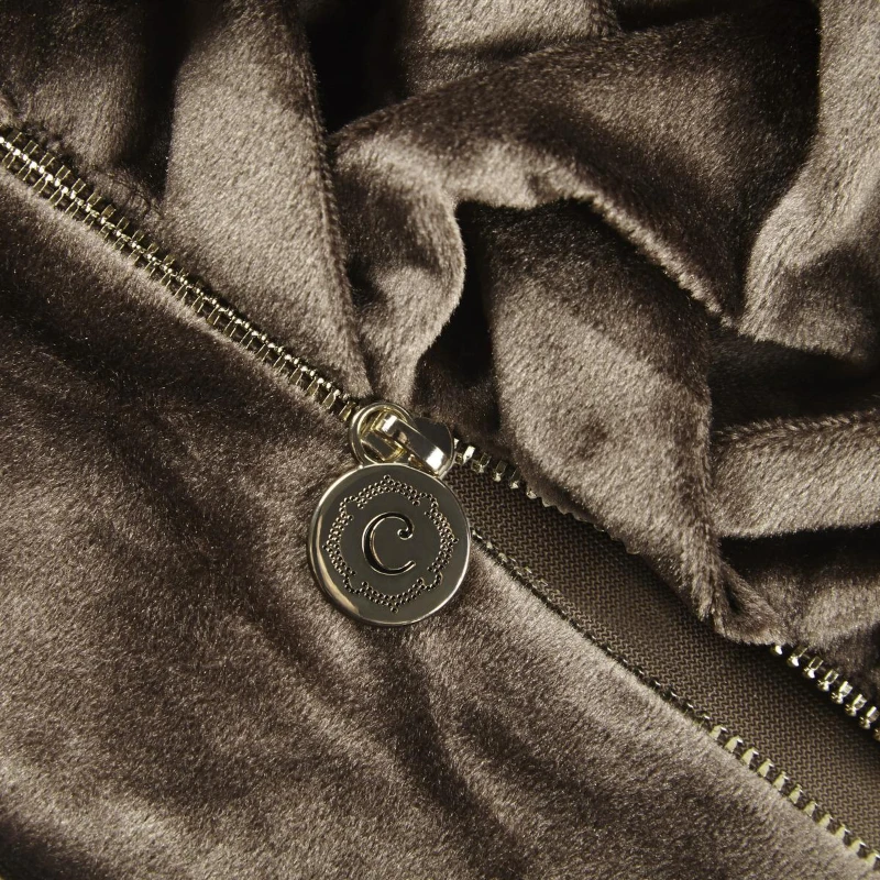 Decorative Square Pillow with Goose Feather Insert, Velvet Ruched Design, Luxury Metal Zipper, Ideal for Sofa, Bed, 20" L x 20" W x 5" H, Brown