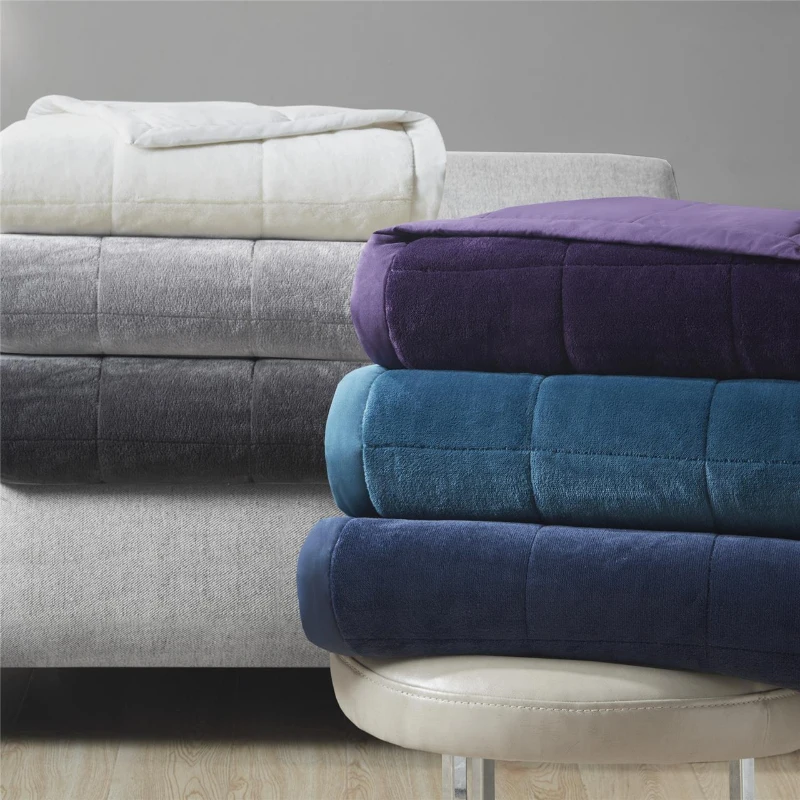 Reversible Smart Down Alternative Blanket with Temperature Control, Moisture Wicking, Ideal for All Seasons, 108" L x 90" W x 0.25" H, Ivory