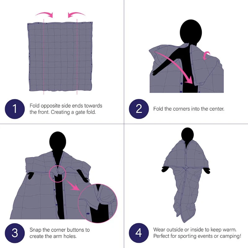 Wearable Multipurpose Throw with Goose Feather, Down Filling, Water-Repellent Microfiber, Machine Washable, 68" L x 62" W x 0.25" H, Red