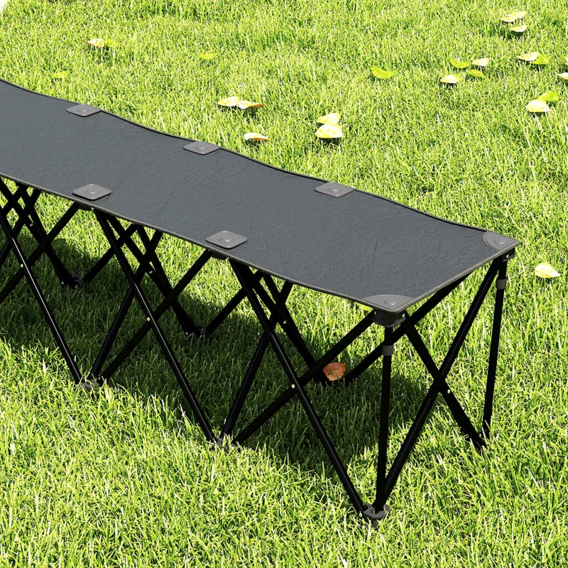 Outsunny Portable 4-Seater Folding Camping Chair, Team Bench Chair with Carry Bag for Soccer Football Team, No Assembly