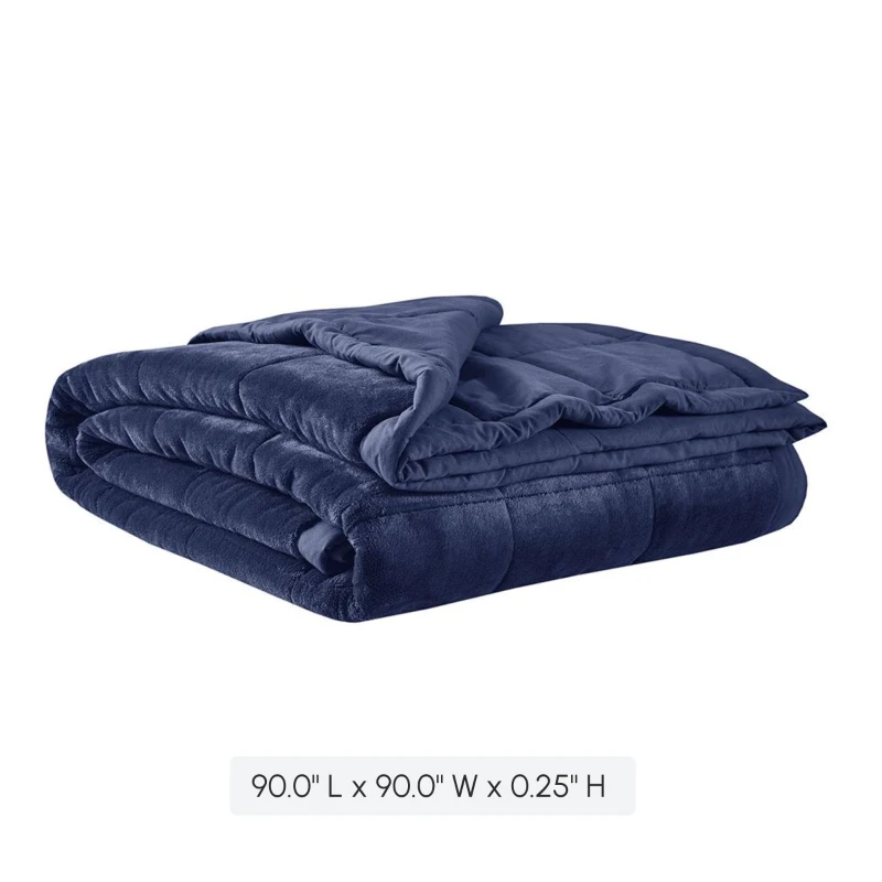 Reversible Down Alternative Blanket with OEKO-TEX Certified, Smart Temperature Control, Machine Washable, 90" L x 90" W x 0.25" H, Navy