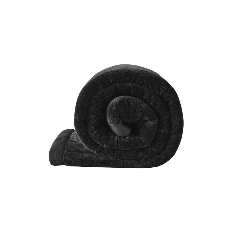 Reversible Down Alternative Blanket with Plush to Microfiber, Smart Temperature Control, Machine Washable, 90" L x 90" W x 0.25" H, Black