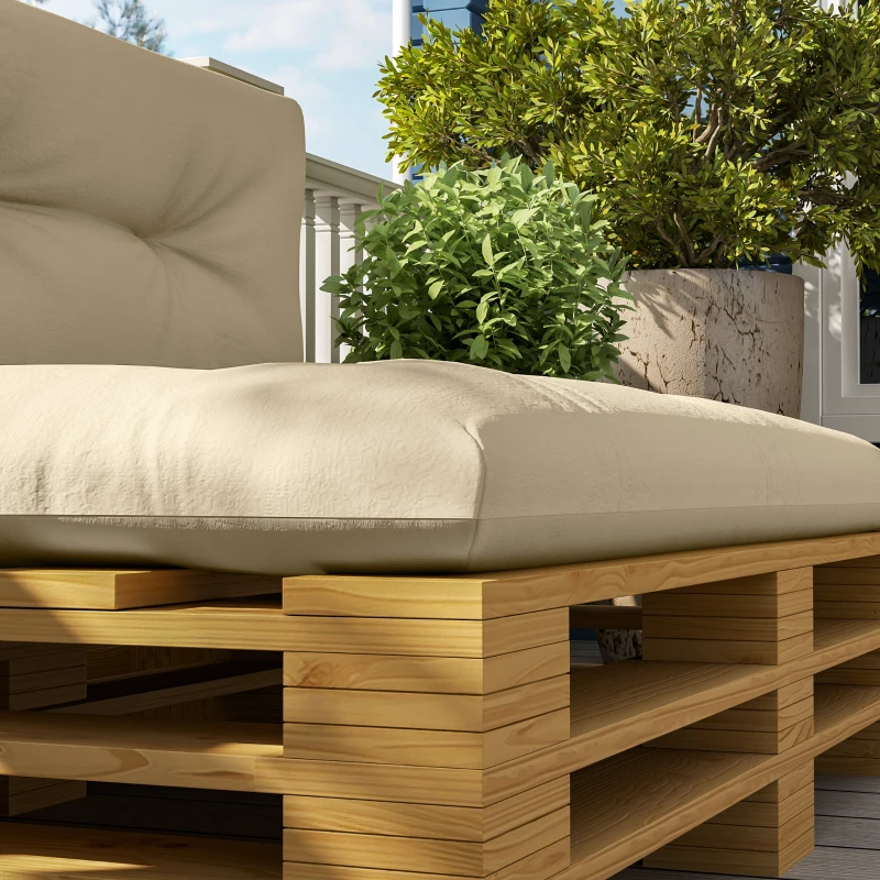 Outsunny 2-Piece Pallet Cushion Set, Outdoor 3.9" Thick Replacement Pallet Sofa Cushions, Tufted Replacement Pads for Garden Patio, Beige