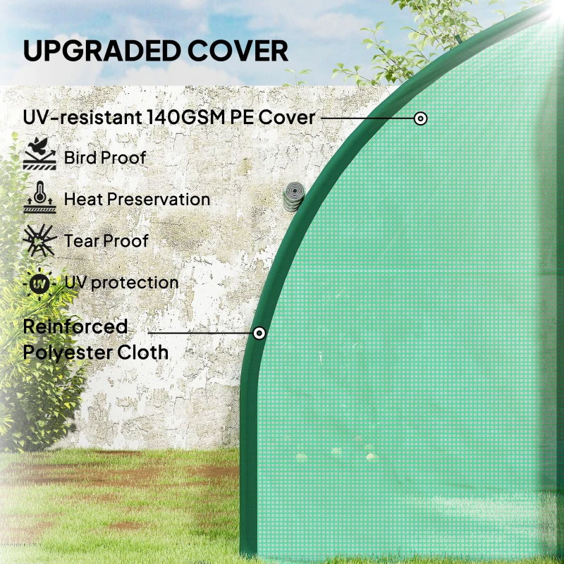 Outsunny Tunnel Greenhouse Walk-in Plant Warm House with 2 Hinged Doors, 10 Mesh Windows, 24.6' x 10' x 6.6', Green