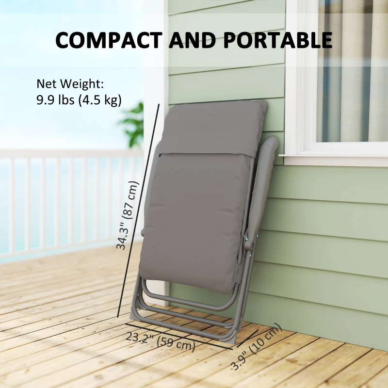 Outsunny 5-Level Reclining Camping Chair, Adjustable High Back Camping Chair with Side Pockets, Compact Camping Chair for Adults