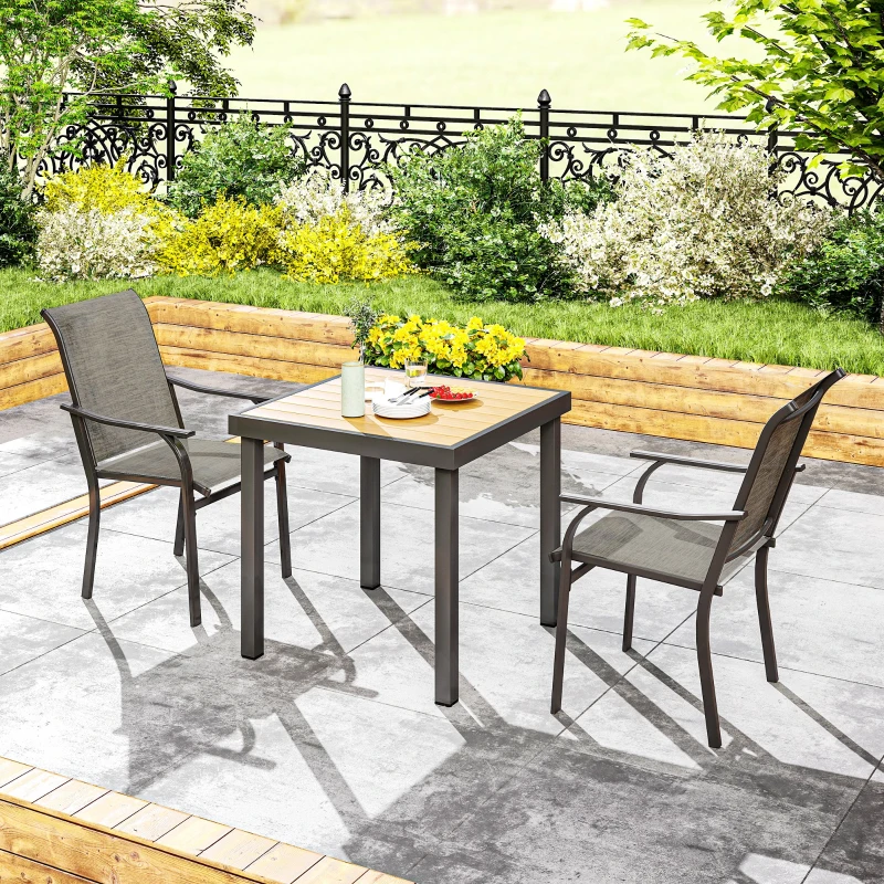 Outsunny Patio Chairs Set of 2 with Armrest and High Backrest, for Backyard, Balcony, Porch, Poolside, Deck, Garden, Brown