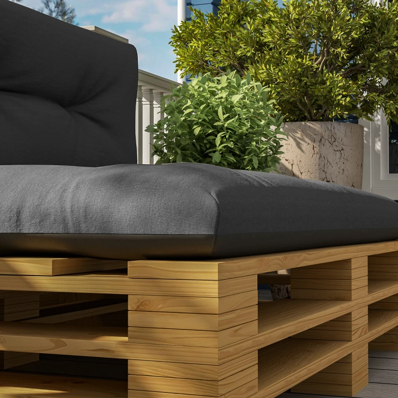 Outsunny 2-Piece Pallet Cushion Set, Outdoor 3.9" Thick Replacement Pallet Sofa Cushions, Tufted Replacement Pads for Garden Patio, Charcoal Grey