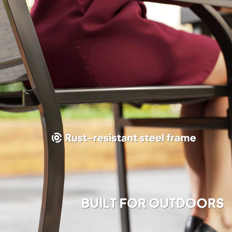 Outsunny Patio Chairs Set of 2 with Armrest and High Backrest, for Backyard, Balcony, Porch, Poolside, Deck, Garden, Brown