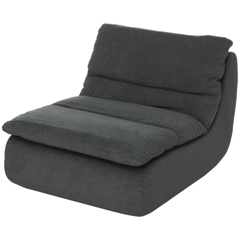 HOMCOM Floor Sofa with Single Piece Ultra High-Density Foam, Armless Floor Chair for Living Room, Bedroom, Home Office, Grey