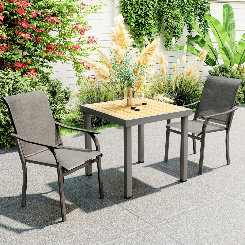 Outsunny Patio Chairs Set of 2 with Armrest and High Backrest, for Backyard, Balcony, Porch, Poolside, Deck, Garden, Brown