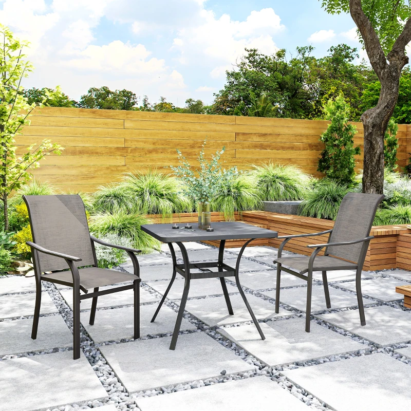 Outsunny Patio Chairs Set of 2 with Armrest and High Backrest, for Backyard, Balcony, Porch, Poolside, Deck, Garden, Brown