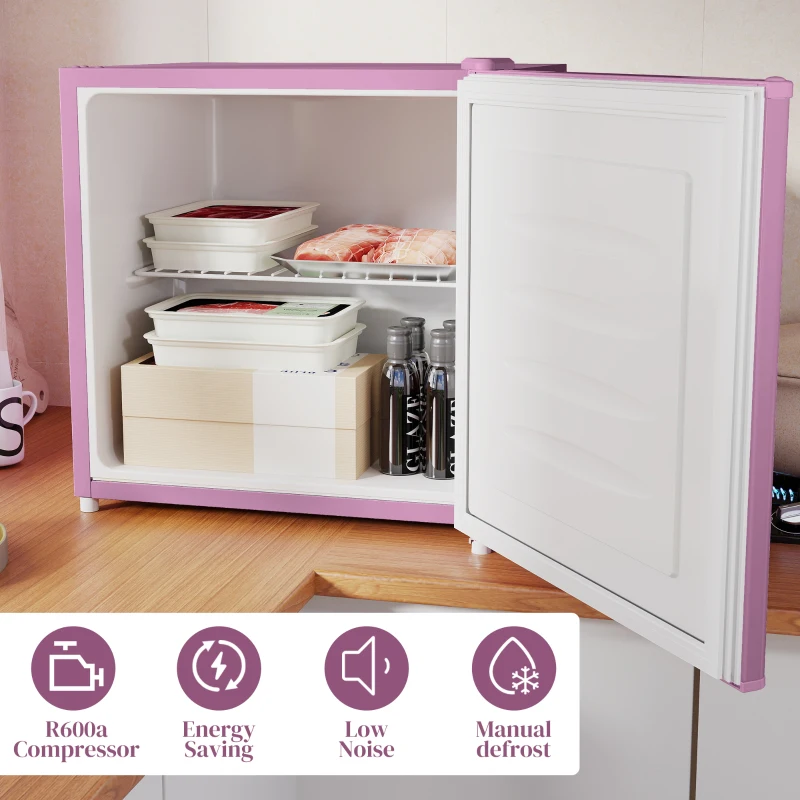 HOMCOM 1.1 Cu.Ft Countertop Mini Freezer, Compact Upright Freezer with Removable Shelves, Pink