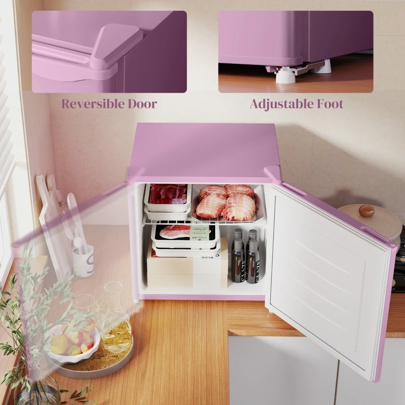 HOMCOM 1.1 Cu.Ft Countertop Mini Freezer, Compact Upright Freezer with Removable Shelves, Pink