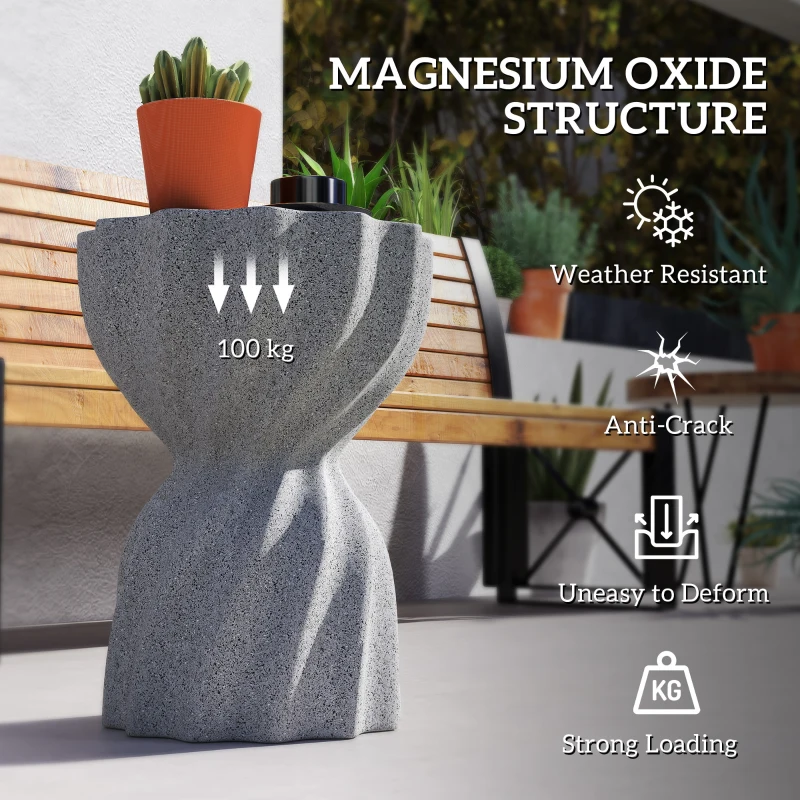 Outsunny Spiral Decorative Garden Stool, Flower Top Outdoor Stool Side Table Plant Stand Footstool for Indoor Outdoor, Grey