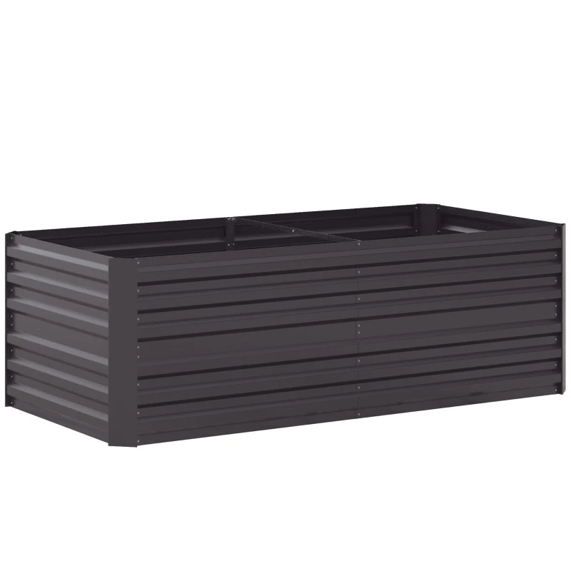 Outsunny Galvanized Raised Garden Bed, Steel Outdoor Planters with Reinforced Rods, 71" x 35" x 23", Dark Grey