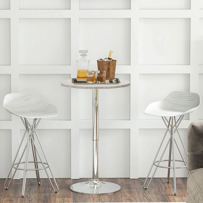 HOMCOM Adjustable Bar Table for 2, Round Pub Table with PE Rattan Top and Steel Base for Home Bar, Small Dining Room, Grey