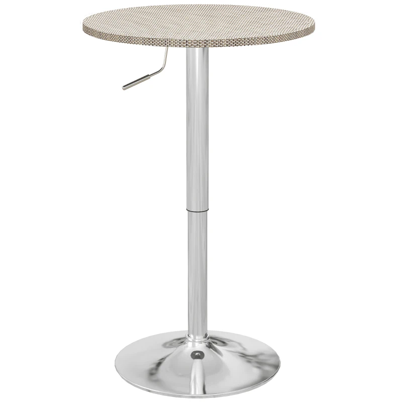 HOMCOM Adjustable Bar Table for 2, Round Pub Table with PE Rattan Top and Steel Base for Home Bar, Small Dining Room, Grey