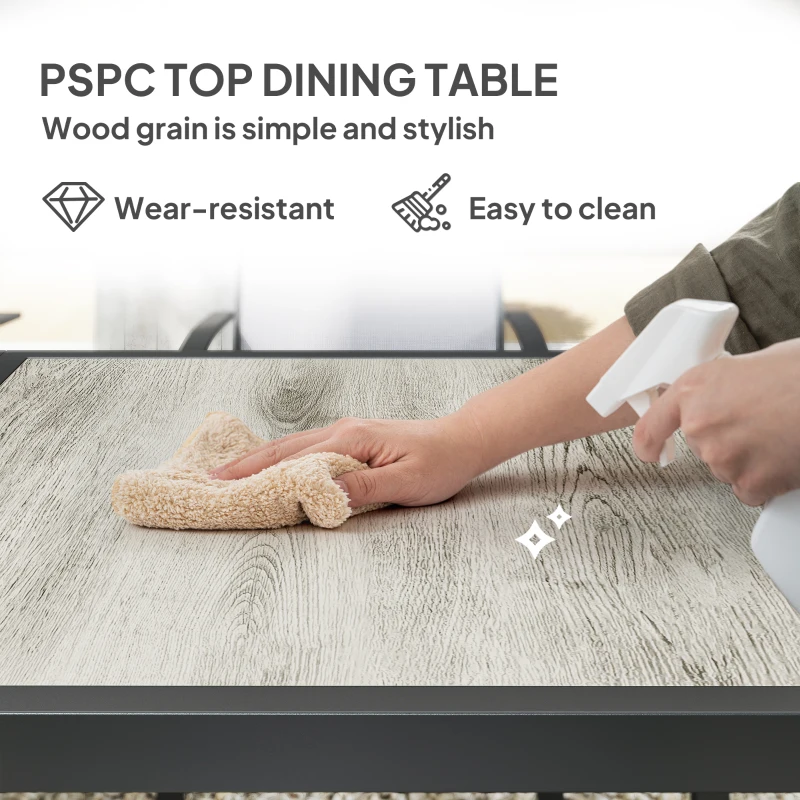 Outsunny 9 Pieces Patio Dining Set with Easy Clean Tabletop, 8 Stackable Chairs, for Garden, Backyard, Poolside, Deck, Grey