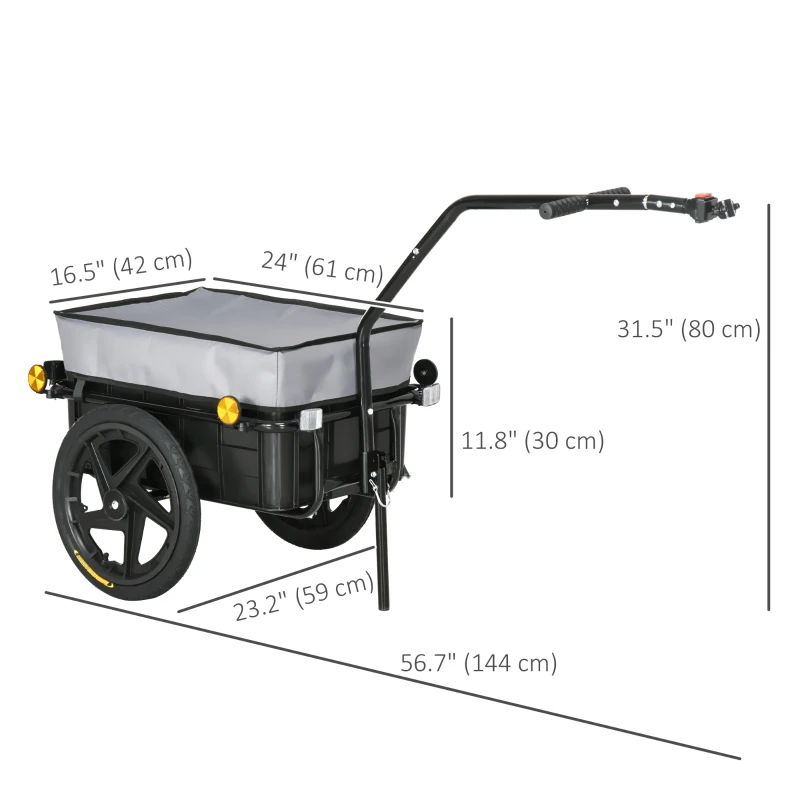Aosom Multi-Functional Bike Trailer Steel Large Bike Luggage Cart Carrier Grey