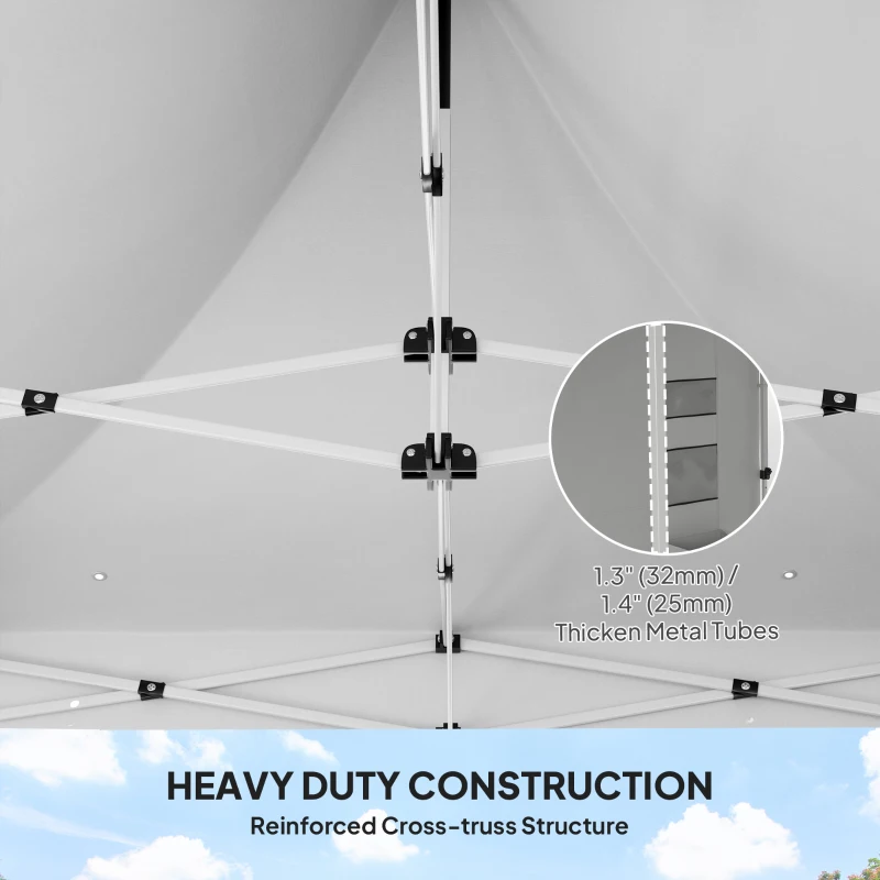 Outsunny 10' x 10' Heavy Duty Pop Up Canopy Tent w/ Sidewall, UPF50+ Instant Sun Shelter w/ Storage Pockets, Wheeled Bag, White