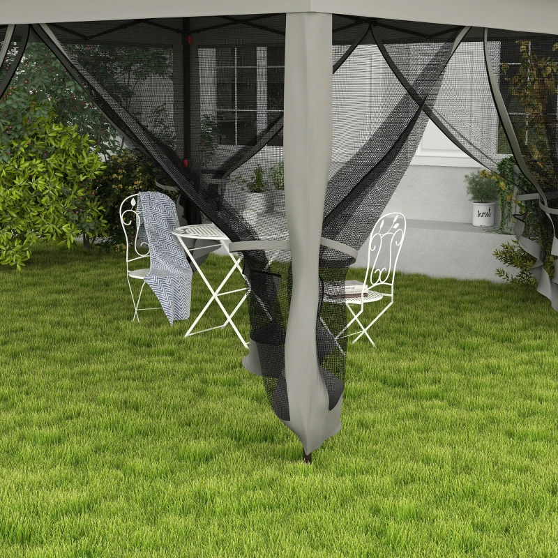 Outsunny 11' x 11' Pop Up Canopy 2-Tier Soft Top Shelter Event Tent w/ Netting Carry Bag for Patio Backyard Garden, Dark Grey