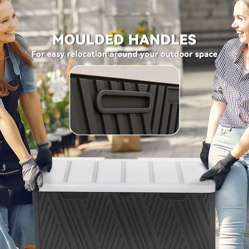 Outsunny 100 Gallon HDPE Outdoor Storage Box, Waterproof and Lockable Deck Box for Garden Tools and Pool Accessories