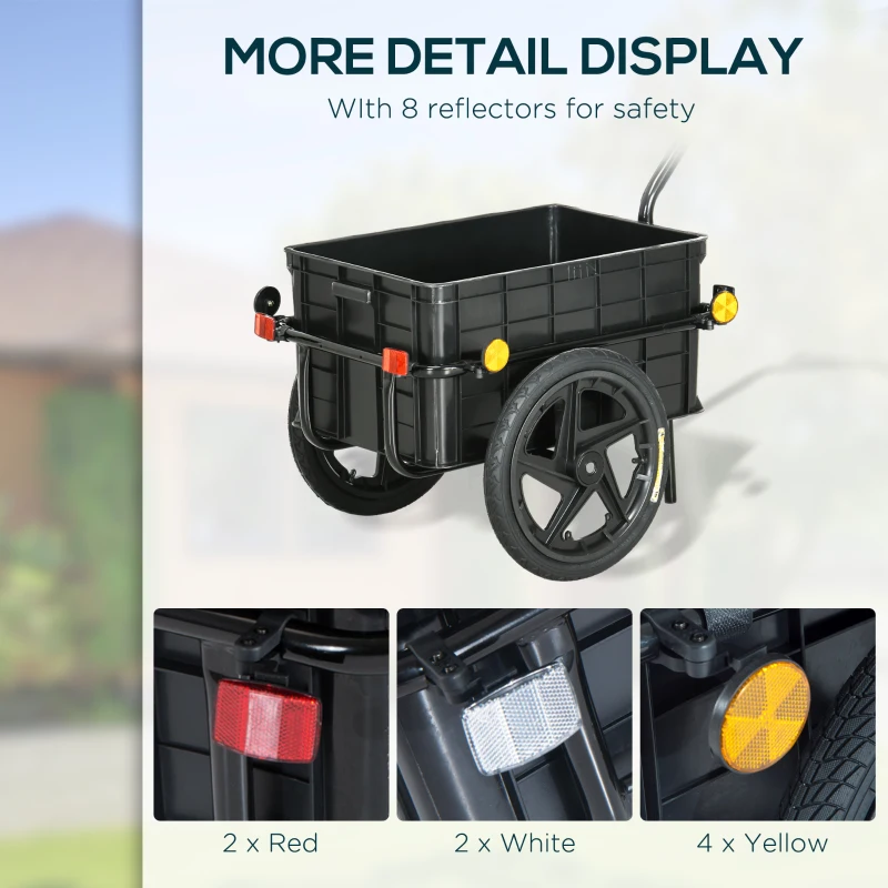 Aosom Multi-Functional Bike Trailer Steel Large Bike Luggage Cart Carrier Grey