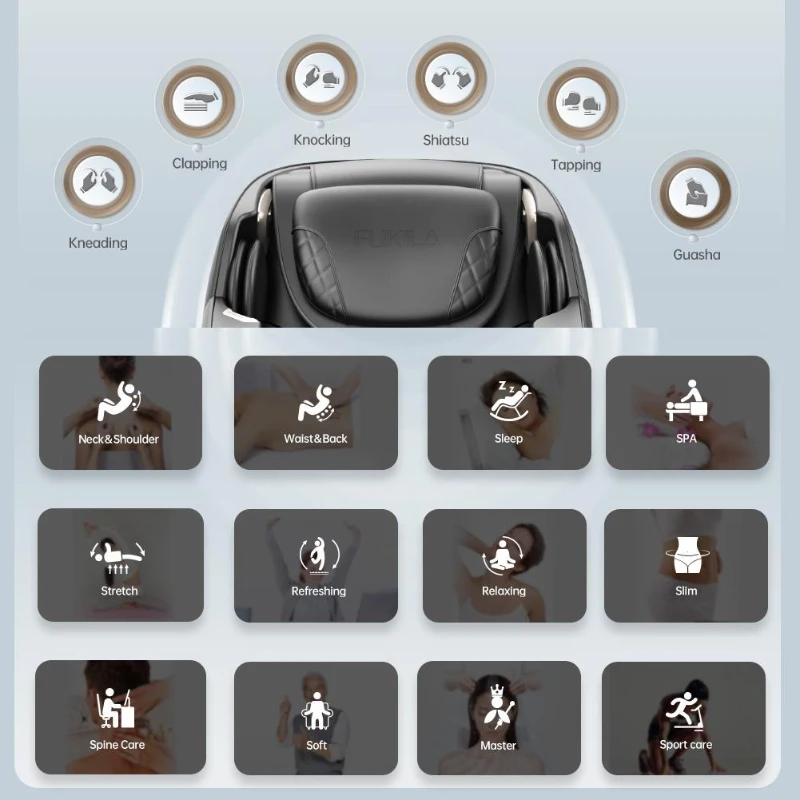 Shiatsu Massage Chair with Zero Gravity, Full Body Recliner with SL-Track, Bluetooth Speaker, Thai Stretch, USB Charging, Heating, Foot Roller Massager, 58" L x 30" W x 33.5" H, Black
