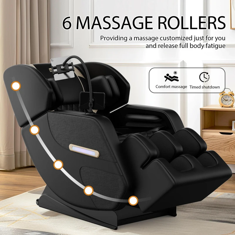 Massage Chair Recliner with Bluetooth Audio, Zero Gravity, Full Body Air Pressure, Heating Function, 51" L x 28" W x 40" H, Black