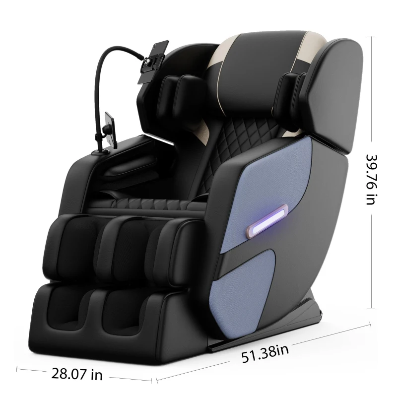 Massage Chair Recliner with Heating Function, Full Body Air Pressure, Zero Gravity, Bluetooth Audio, Adjustable Footrest, 51" L x 28" W x 40" H, Blue