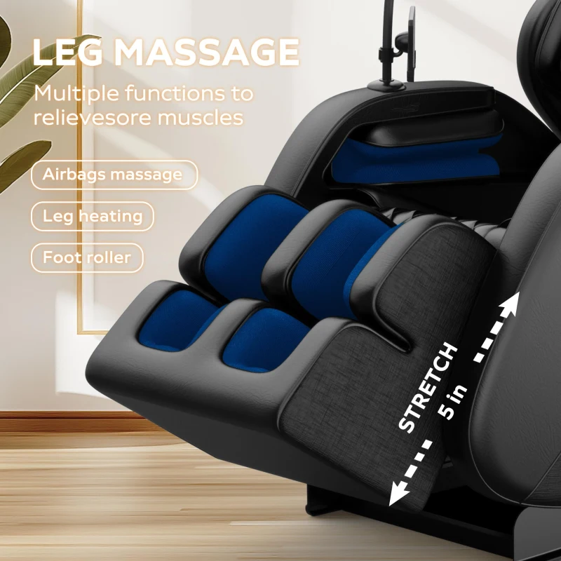 Zero Gravity Massage Chair Recliner with Heating Functions, Full Body Air Pressure, Bluetooth Audio, 51" L x 28.5" W x 39" H, Black
