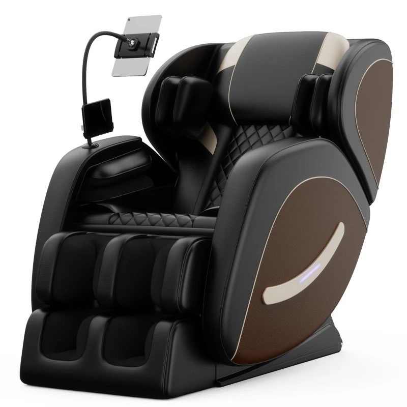 Massage Chair Recliner with Zero Gravity, Full Body Air Pressure, Lumbar and Leg Heating, Bluetooth Audio, 51.5" L x 28.5" W x 39" H, Brown