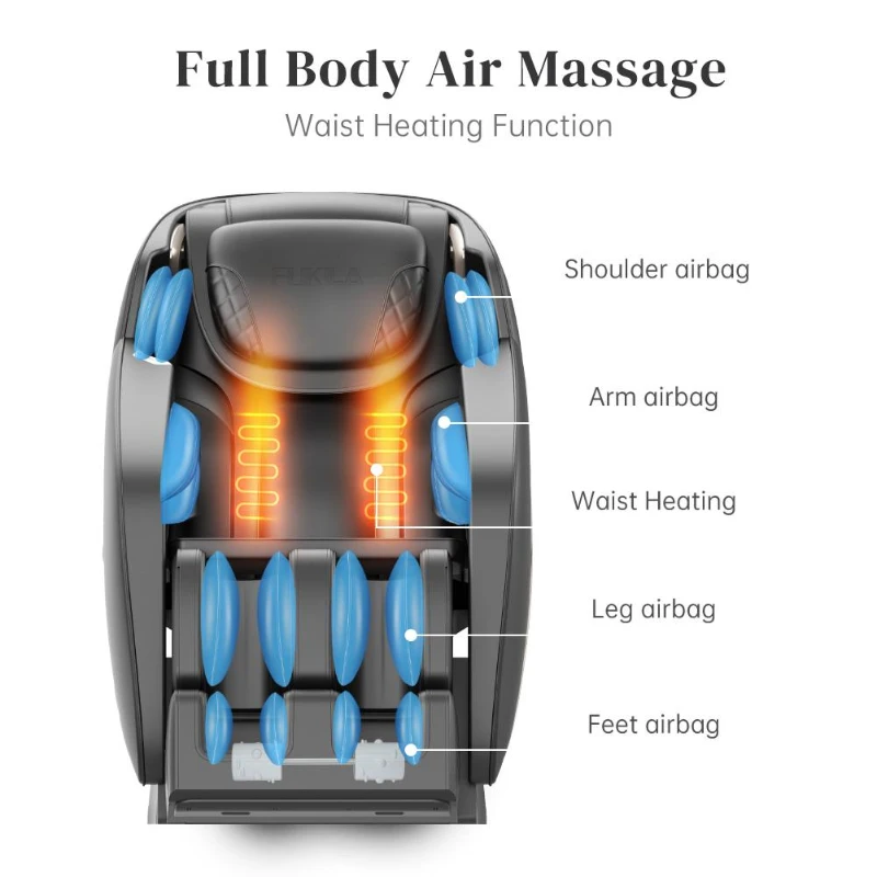 Shiatsu Massage Chair with Zero Gravity, Full Body Recliner with SL-Track, Bluetooth Speaker, Thai Stretch, USB Charging, Heating, Foot Roller Massager, 58" L x 30" W x 33.5" H, Black