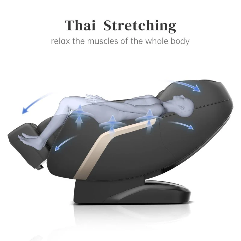 Shiatsu Massage Chair with Zero Gravity, Full Body Recliner with SL-Track, Bluetooth Speaker, Thai Stretch, USB Charging, Heating, Foot Roller Massager, 58" L x 30" W x 33.5" H, Black