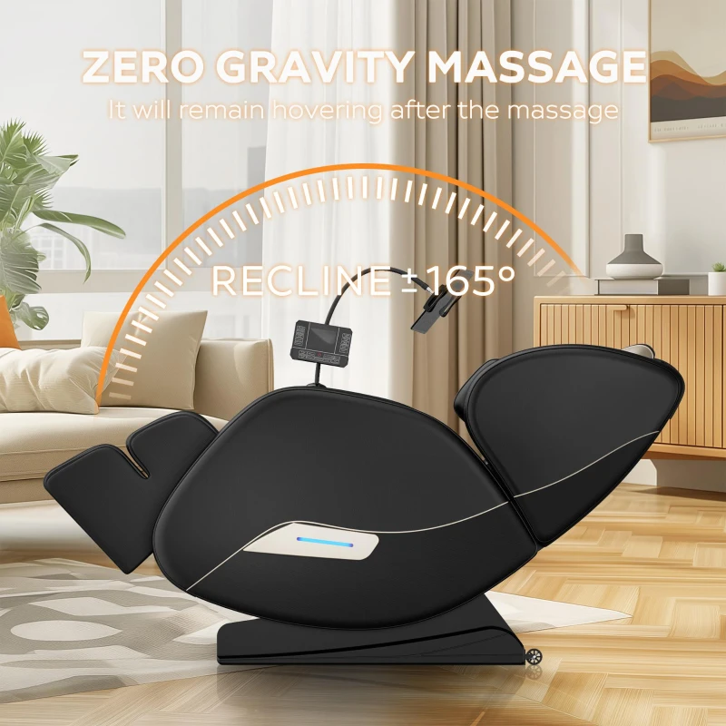 Zero Gravity Massage Chair Recliner with Heating Functions, Full Body Air Pressure, Bluetooth Audio, 51" L x 28.5" W x 39" H, Black