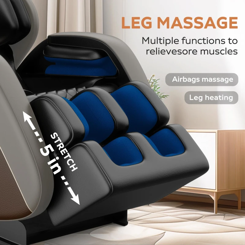 Massage Chair Recliner with Zero Gravity, Full Body Air Pressure, Bluetooth Audio, Heating Function, 51.5" L x 28.5" W x 39" H, Gray