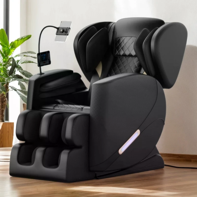Zero Gravity Massage Chair Recliner with Full Body Air Pressure, Heating Functions, Bluetooth Audio, Adjustable Footrest, 49"L x 20" W x 40.5" H, Black